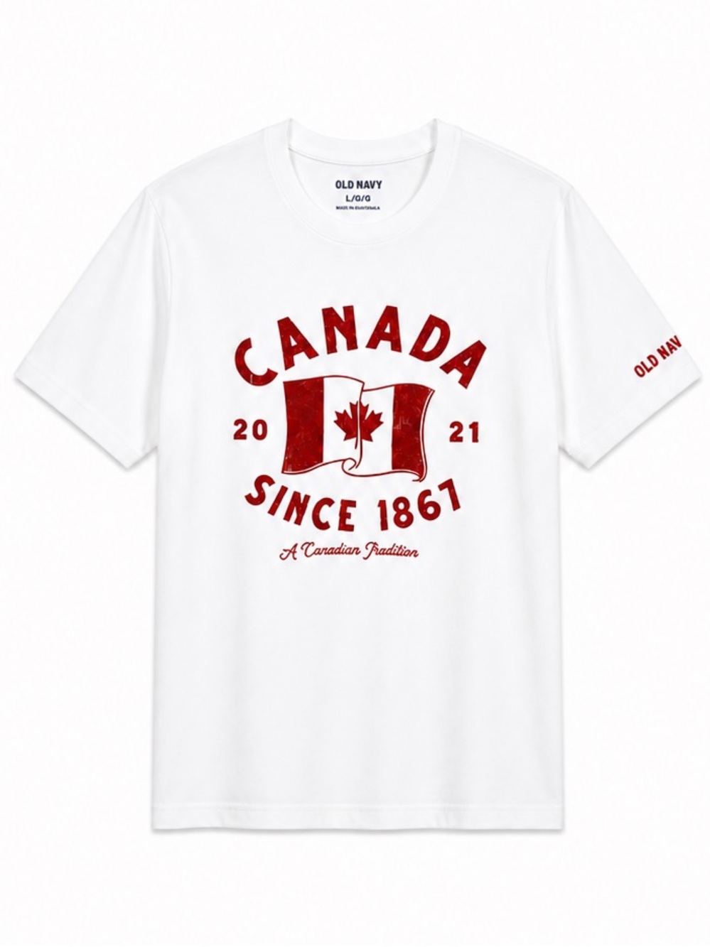 Old Navy White T‑Shirt with Red Canada Maple Leaf Graphic